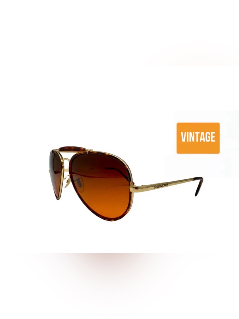 Vintage Gold Aviator Sunglasses with Brown Gradient Lenses